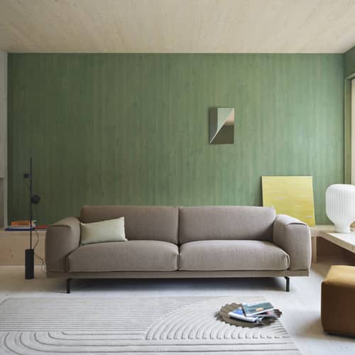 Canapé droit Rest tissu beige / 3,5 places - L 260 cm - Muuto - 3.5 places - L 260 cm -  Ouate, Contreplaqué, Mousse à froid, Tissu