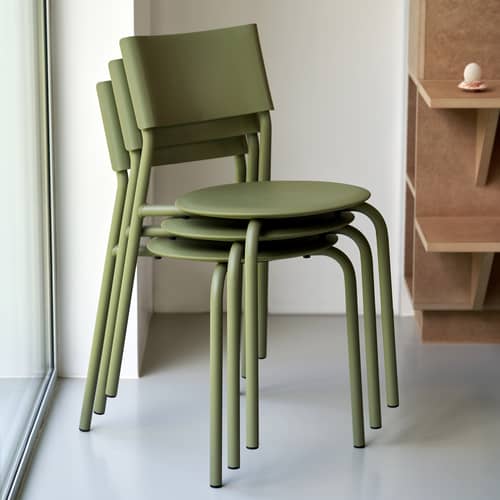 Chaise empilable SSDr Outdoor vert kaki / Pour l\'extérieur - Recyclé - TIPTOE - Vert kaki - Acier thermolaqué, Polypropylène recyclé