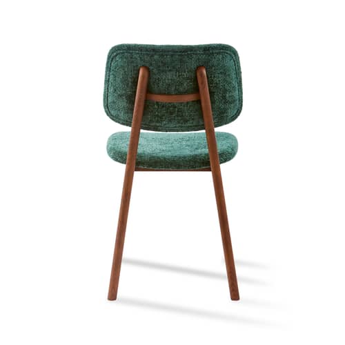 Chaise rembourrée Happy Days tissu vert - POLSPOTTEN - Vert foncé (effet tricot) - Frêne, Mousse, Tissu