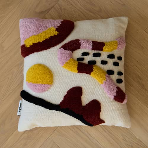 Coussin Jolly / 45 x 45 cm - Laine recyclée tissée main - COLORTHERAPIS - Jolly - Coton, Laine de Nouvelle-Zélande, Polyester