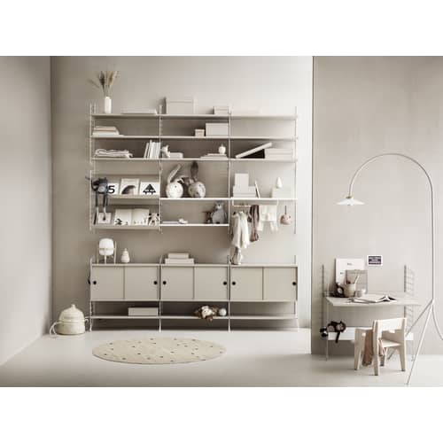 Etagère bois / Porte-revues & chaussures - L 58 x P 30 cm - String Furniture - Beige - MDF laqué