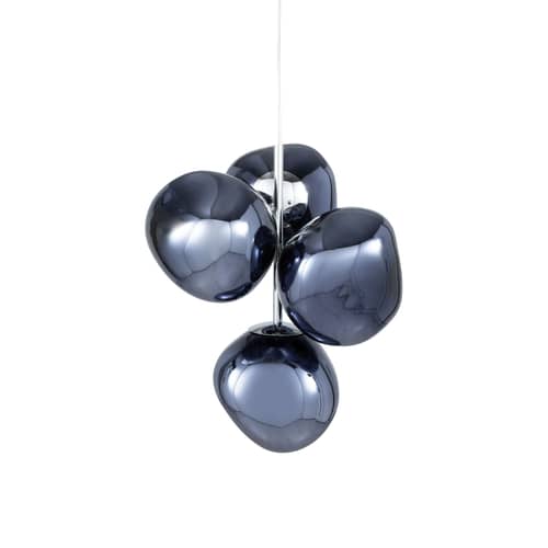 Pendelleuchte Melt Chandelier Mini plastikmaterial grau / LED - Ø 54 x H 63 cm / Polycarbonat, metallisiert (wechselt die Farbe) - Tom Dixon - Rauch - Geblasenes Polycarbonat, Stahl