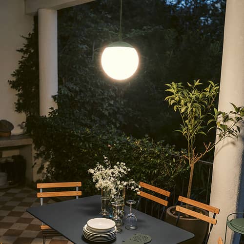 Mooon! LED Pendant metal glass purple / Glass sphere - Bluetooth - Ø 25 cm - Fermob - Black cherry - Aluminium, Glass