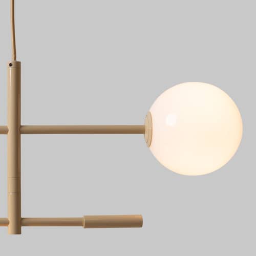 Copenhagen Pendant metal beige / L 97 cm - Mobile arms - It\'s about Romi - Beige - Lacquered iron, Opal Glass