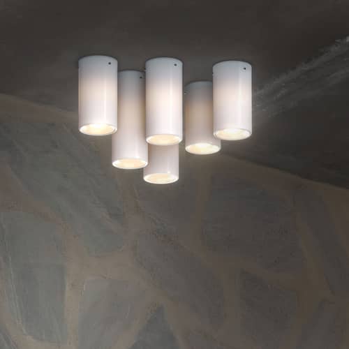 Plafonnier Tobo Porcelaine C250 céramique blanc / Ø 10 x H 25 cm - DCW éditions - H 25 cm / Blanc - Porcelaine