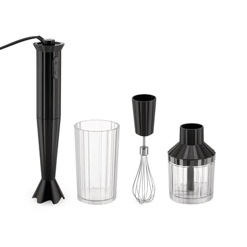Plissé Plunge Mixer plastic material black / 500 W - With graduated Bowl, Mincer & Whisk - Alessi - Black - Stainless steel, Thermoplastic resin