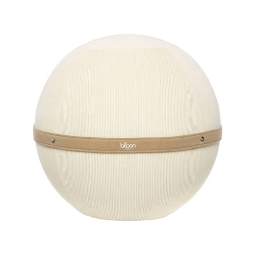 Sitzkissen Côtelé XL textil weiß / Ergonomisch - Ø 65 cm / Gerippter Samt - BLOON PARIS - Jasmin - gerippter Samt, PVC