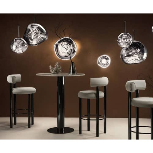 Sospensione Melt LED materiale plastico grigio argento metallo / Ø 50 cm - Policarbonato metallizzato ( cambia colore) - Tom Dixon - Cromata - policarbonato