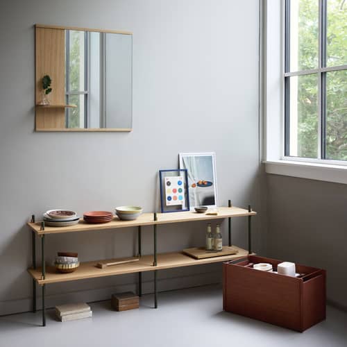 Specchio murale  legno naturale / En&ls 70 x H 72 cm - Scaffale da incasso - MOEBE - Rovere naturale - Impiallacciatura rovere, Rovere, Vetro