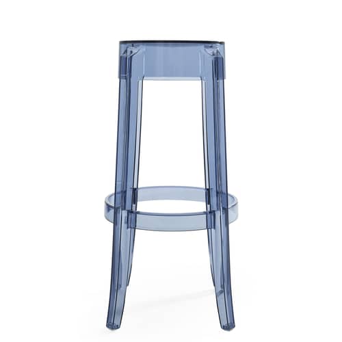 Charles Ghost Stackable bar stool plastic material blue / H 75 cm - Polycarbonate - Kartell - Powder blue - Polycarbonate