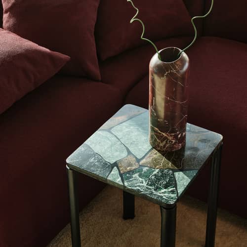Table d\'appoint Smash marbre vert / 35 x 35 x H 50 cm - Tom Dixon - Vert - Aluminium, Marbre
