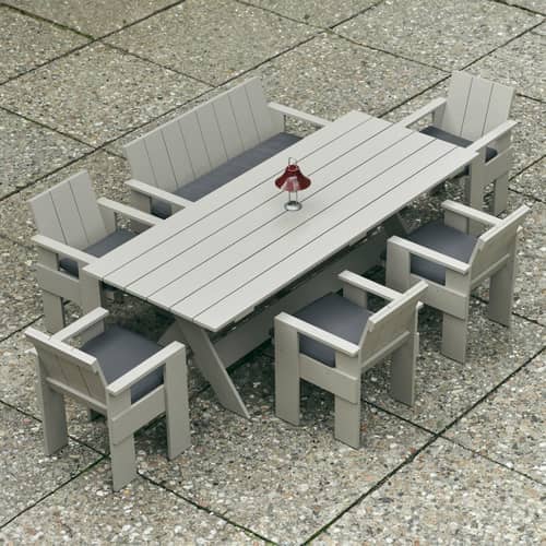 Table rectangulaire Crate Outdoor bois blanc / Gerrit Rietveld, 1934 - 230 x 89,5 cm - Hay - Blanc - Pin massif laqué