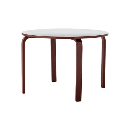 Tavolo bimbi Liova legno blu / Ø 65 x H 45 cm - Bloomingville - Graffiato blu / rosso mattone - Compensato, MDF