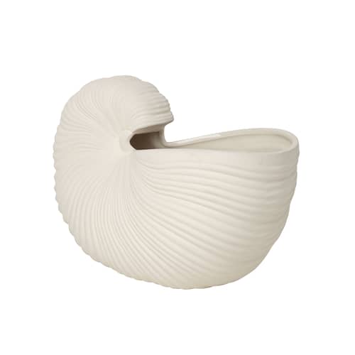 Vase Shell céramique blanc / Coquillage - 31 x 15 x H 21 cm - Ferm Living - Blanc cassé - Grès
