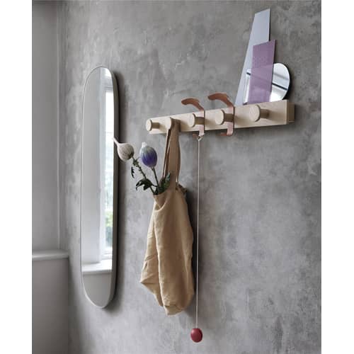 Wandgarderobe Avail holz natur / L 87,5 cm - Muuto - Eiche / Haken grau - Stahl