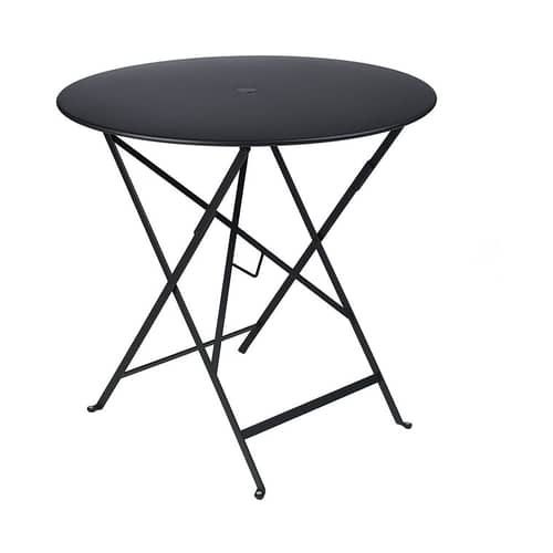 Table pliante Bistro / Ø 77cm - Trou pour parasol - Fermob - Réglisse - Acier laqué