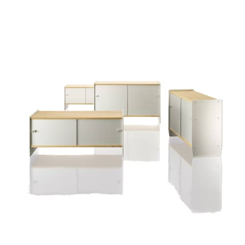 Buffet Theca bois bois naturel métal / Haut - L 123 x H 78 cm / Seconde vie - Magis - Cerisier naturel / Aluminium anodisé - Aluminium anodisé, MDF plaqué cerisier