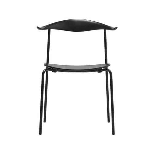 Chaise empilable CH88T bois noir / Hans J. Wegner, 1955 - CARL HANSEN & SON - Noir - Acier inoxydable, Contreplaqué de hêtre peint, Hêtre massif peint