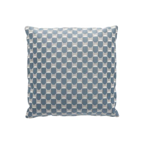 Coussin d\'extérieur Liberty tissu bleu / 45 x 45 cm - Kartell - Bleu (Liberty Obi Check) -  Ouate, Tissu outdoor