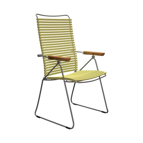 Fauteuil Click Position plastique jaune / Dossier réglable - Houe - Zeste de citron - Acier thermolaqué, Bambou, Polypropylène