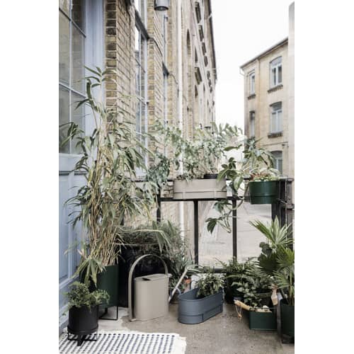 Jardinière Bau métal noir / Avec support  / L 45 cm - Ferm Living - Noir - Acier galvanisé