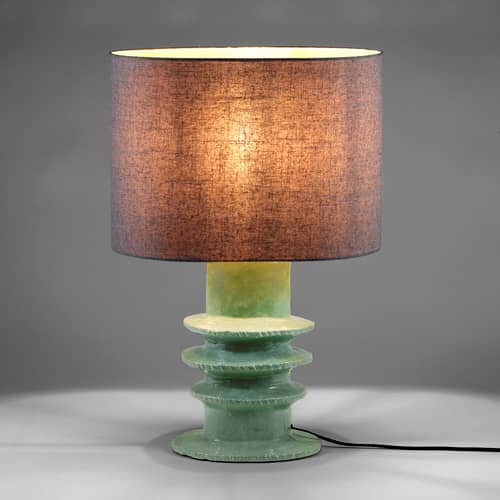 Lampe de table Georgia céramique bleu / 51 x 32 x H 76,5 cm - Serax - Modèle n°3 / Bleu clair - Coton, Grès émaillé