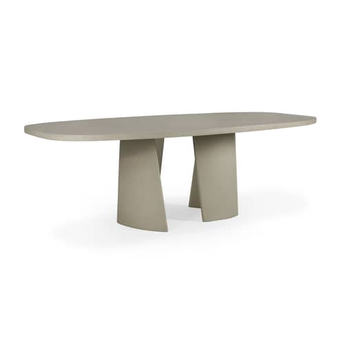 Ovaler Tisch Canyon Outdoor stein grau / 230 x 115 cm - Betongrau - Ethnicraft - Hellgrau - Beton, Expandiertes Polystyrol