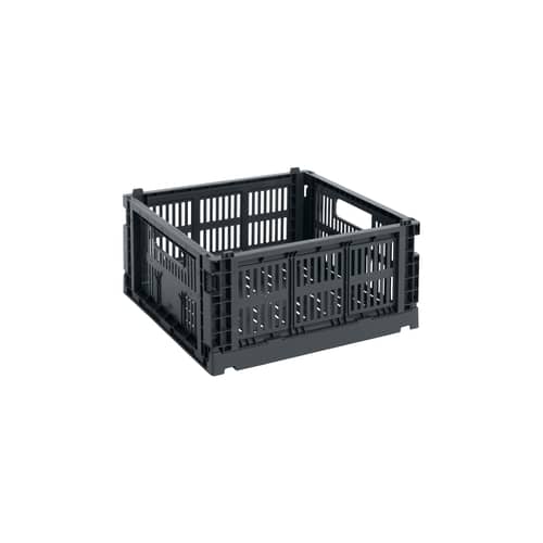 Panier Colour Crate plastique gris Medium Square / 29,5 x 29,5 cm - Hay - Charbon - Polypropylène recyclé