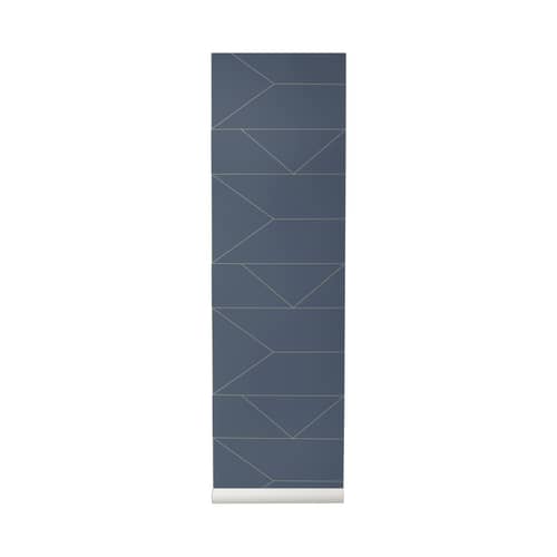 Papier peint Lines papier bleu / 1 rouleau - Larg 53 cm - Ferm Living - Bleu / or - Toile intissée