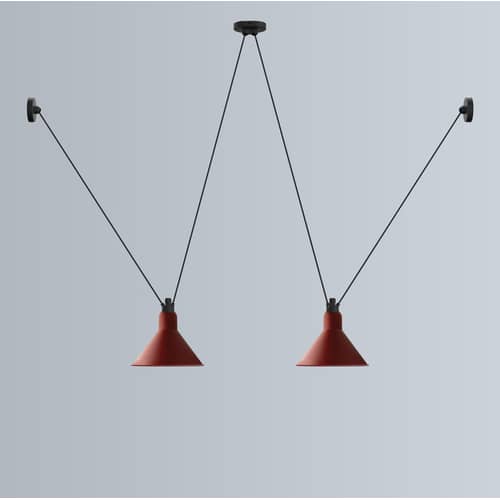 Pendelleuchte Acrobate N°324 metall schwarz / 2 runde Lampenschirme aus Metall - DCW éditions - Schwarz / rund - bemalter Stahl