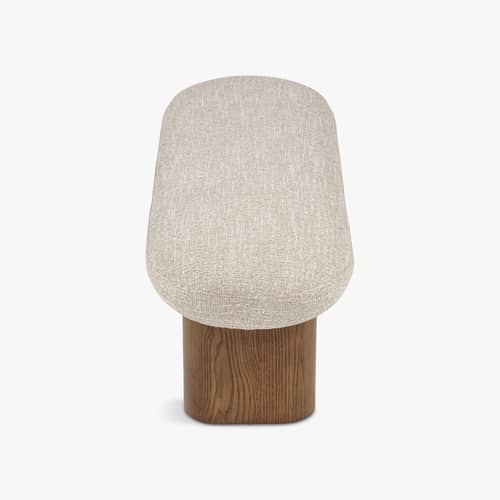 Panca imbottita Popa tessuto beige / L 132,5 cm - NV GALLERY - Beige / Noce - Espanso, Frassino massello tinto, Tissu Tweed