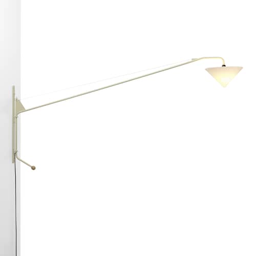 Wandleuchte mit Stromkabel Potence metall weiß / Jean Prouvé (1950) - L 203 cm - Vitra - Blanc Colombe - Eiche, Epoxidbeschichteter Stahl