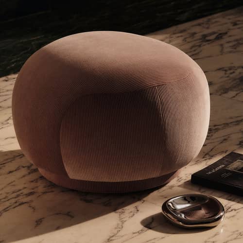 Pouf Rico textil rosa / UK-Version - Ferm Living - Puderpink (Samt) - Holz, Schaumstoff, Velours