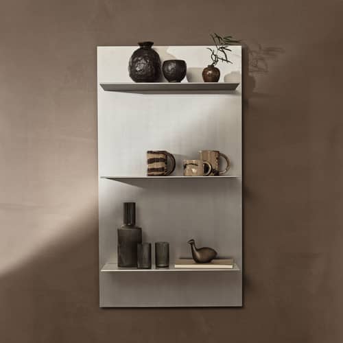 Lager Triple Shelf metal / W 55 x H 100 cm - Ferm Living - L 55 x H 100 cm - Brushed aluminium