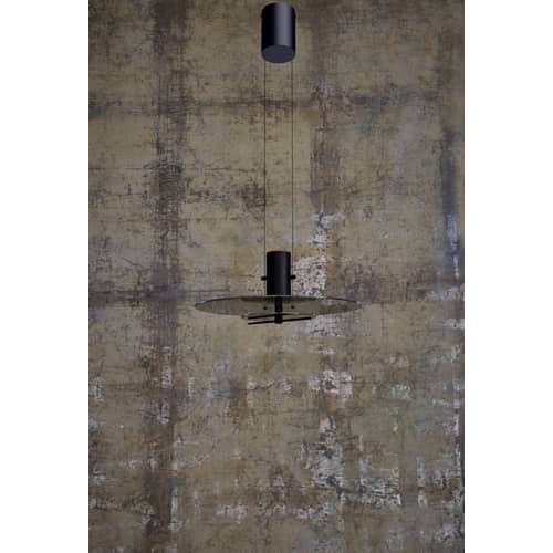 Suspension Delumina   / Verre - Ø 40 cm / Intensité & couleur réglable - DCW éditions - Gris fumé transparent / Noir opaque - Acier, Verre