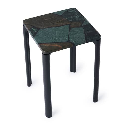 Table d\'appoint Smash marbre vert / 35 x 35 x H 50 cm - Tom Dixon - Vert - Aluminium, Marbre