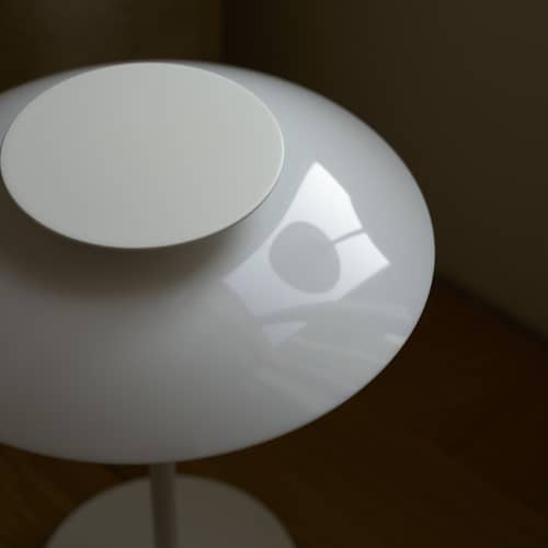 PH 80 Wireless rechargeable lamp plastic material white / LED - 1974 - Louis Poulsen - Opal white / Base, legs - Aluminium, Opal acrylique, Steel