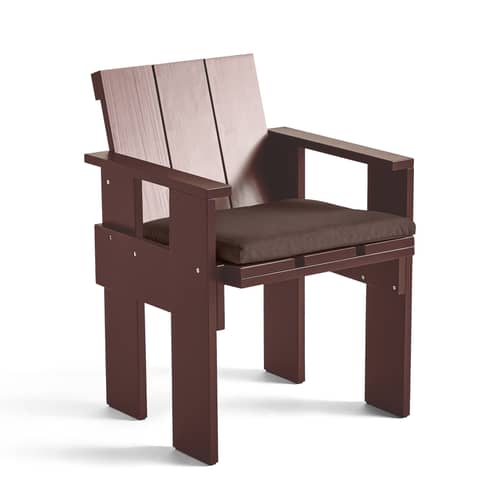 Accessoire  tissu rouge / Coussin d\'assise outdoor - Pour fauteuil de repas Crate - Hay - Rouge oxyde - Mousse, Tissu outdoor