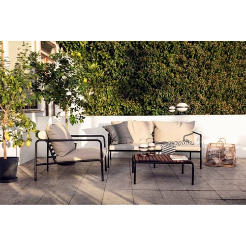 Divano da giardino a 2 posti Avon metallo tessuto beige / L 159 cm - Tessuto & Acciaio - Houe - Beige Ash - Acciaio termolaccato, Schiuma di poliuretano, Tessuto Sunbrella