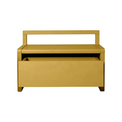 Banc enfant Little Architect / Rangement avec tiroir coulissant - L 60 cm - Ferm Living - Jaune - Frêne massif, Placage de frêne