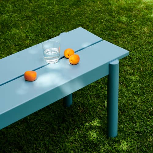 Banc Linear métal bleu / L 170 cm - Muuto - Bleu clair - Acier revêtement poudre, Aluzinc