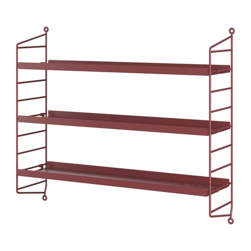 Etagère String® Pocket / Métal perforé - L 60 x H 50 cm - String Furniture - Rouge Oxtorgsröd - Acier laqué