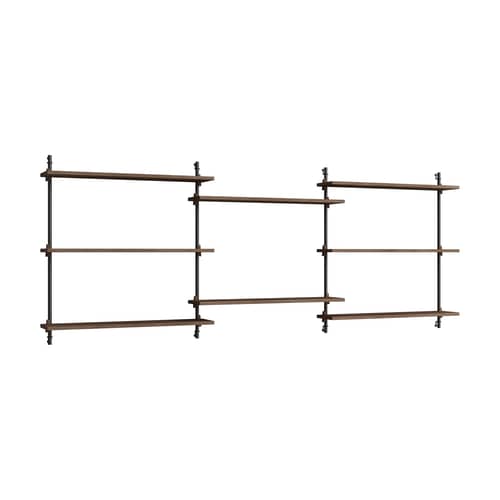 Étagère Wall Shelving – ws.85.3 bois marron / L 239 x H 85 x Prof. 17,5 cm - MOEBE - Chêne fumé / Noir - Acier, MDF placage chêne