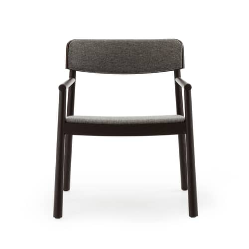 Fauteuil bas rembourré Timb tissu gris - Normann Copenhagen - Tissu marron (Hallingdal 368) / Frêne marron - Contreplaqué de frêne, Frêne massif, Mousse, Tissu