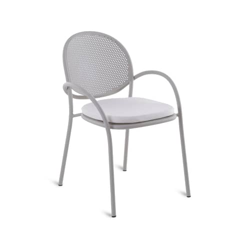 Fauteuil Les Arcs métal gris / Aluminium perforé - Coussin inclus - Unopiu - Gris Tourterelle - Aluminium, Tissu acrylique