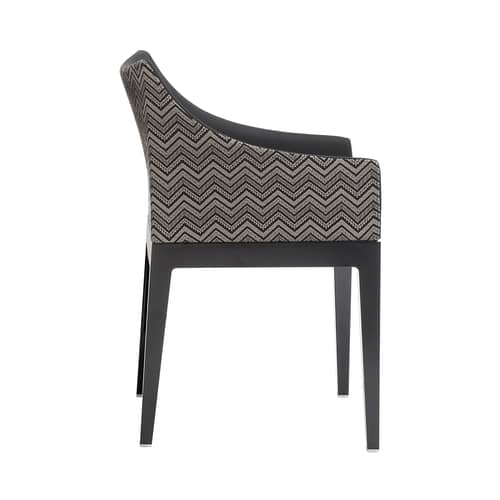 Fauteuil rembourré Madame tissu noir beige - Kartell - Tissu beige & noir / Pieds noirs - Mousse polyuréthane, Polycarbonate, Tissu