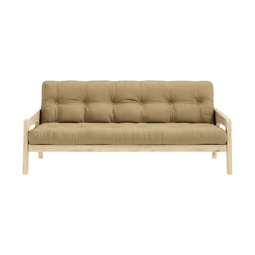 Canapé convertible Grab / L 204 cm - 3 places - KARUP DESIGN - Beige doré 758 / Pin clair - Fibres recyclées mélangées, Mousse, Pin massif certifié FSC, Tissu