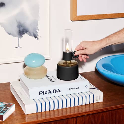 Lampe à huile Flamtastique XS / H 22,5 cm - Indoor - Fatboy - Noir - Aluminium, Silicone, Verre
