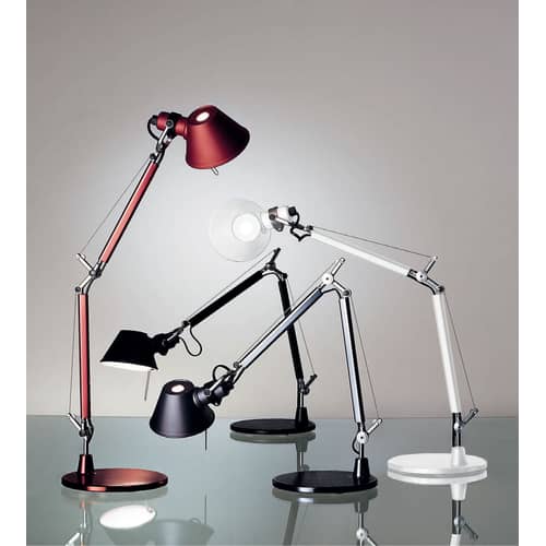 Lampe de bureau Tolomeo Micro métal blanc / 1987 - Artemide - Blanc - Acier, Aluminium