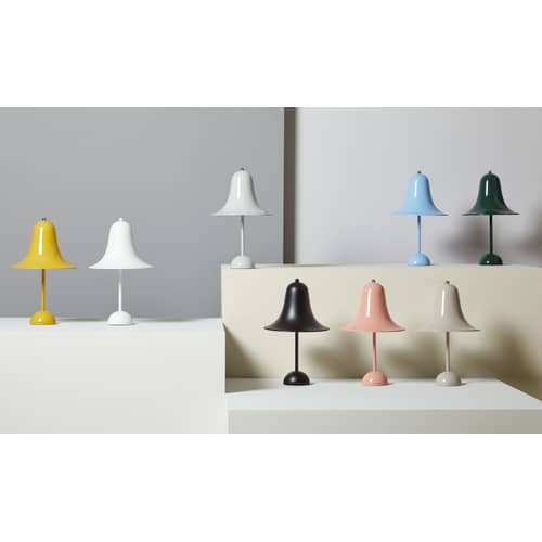 Lampe de table Pantop métal bleu / Ø 23 cm - Verner Panton (1980) - Verpan - Bleu clair (brillant) - Métal peint